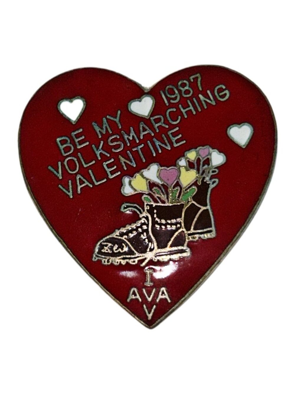 AVA Non Profit Volksmarch Walking Club Vintage Exclusive Valentine's Lapel Pin